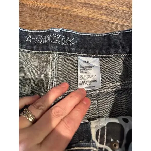 Cinch Men's White Label Dark Wash Relaxed Fit Straight Leg Jeans Sz 31 x 32 - Picture 6 of 9